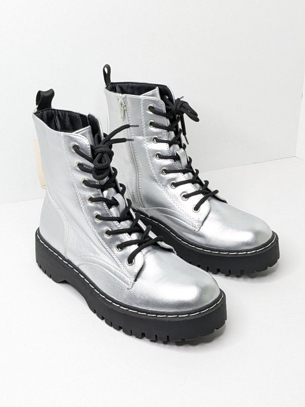 Sincerely Jules Harley Combat Boots Silver Women's 8